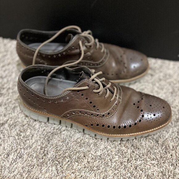 ZERØGRAND COLE HAAN Brown Grey and Tan Men's Grand OS Oxfords Shoes - Picture 1 of 3